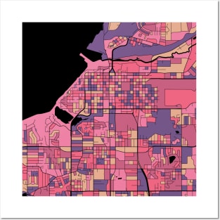 Anchorage Map Pattern in Purple & Pink Posters and Art